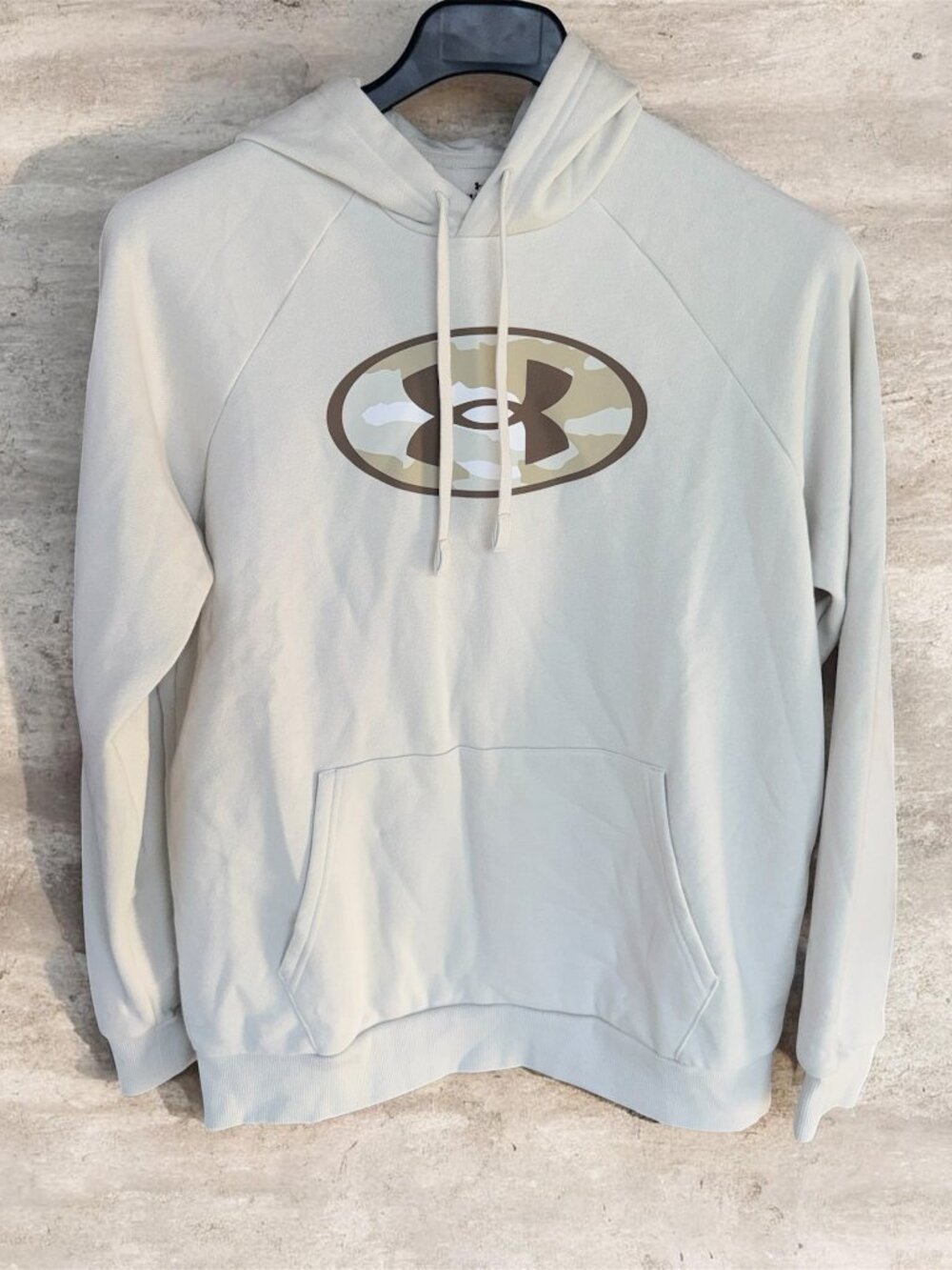 Under Armour UA MFO Rival Graphic LS Fleece Hoodie Medium Tan Brown Camo NWT